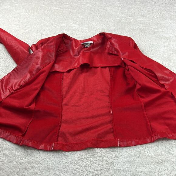 Vintage 80s Oscar and Me faux leather and suede red blazer jacket, size 7 or 8 - Picture 10 of 13